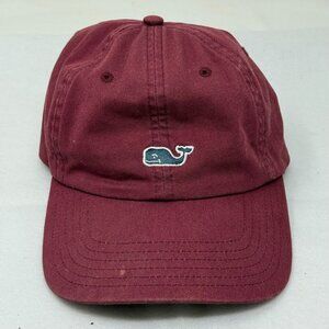 Vineyard Vines Burgundy Cotton Baseball Cap Hat Adjustable Strap Whale